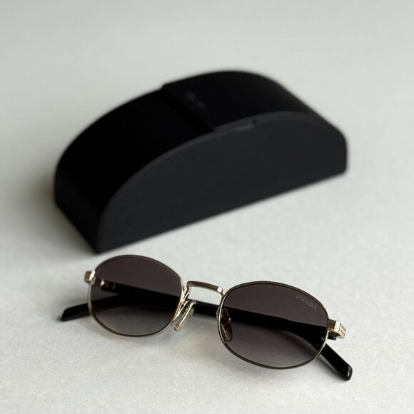 Prada Women Sunglasses Gold Grey Gradient Oval PRB53S ZVN02C NEW AUTHENTIC - Picture 2 of 14